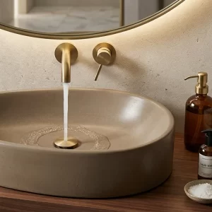 Bacha de cemento alisado para baño de diseño contemporáneo - Casa Jota Tandil