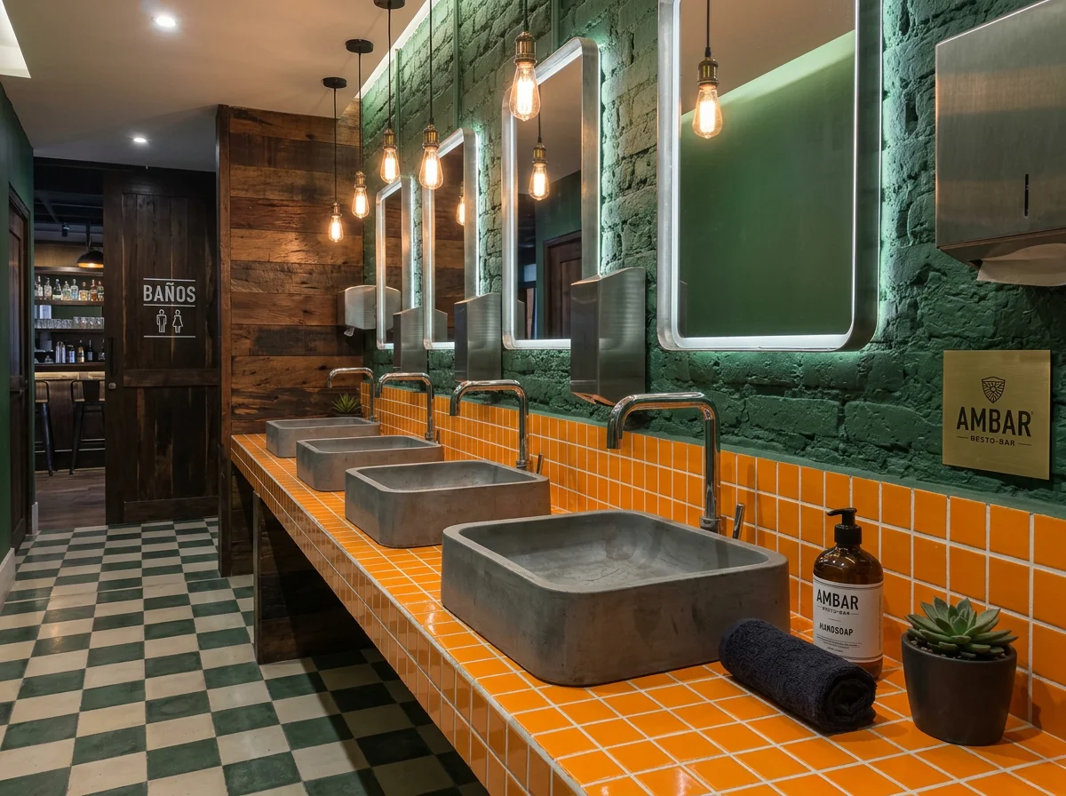 Bachas de concreto modernas para baño comercial fabricadas a medida - Casa Jota